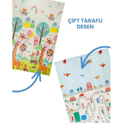 Holmen Oyun Matı Arabalar ve Hayvanlar Katlanabilir 150*200 cm